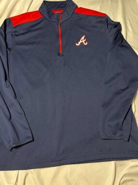 Atlanta Braves MLB Men’s 3XL Red Blue 1/4 Zip Pullover Jacket Fleece Lined
